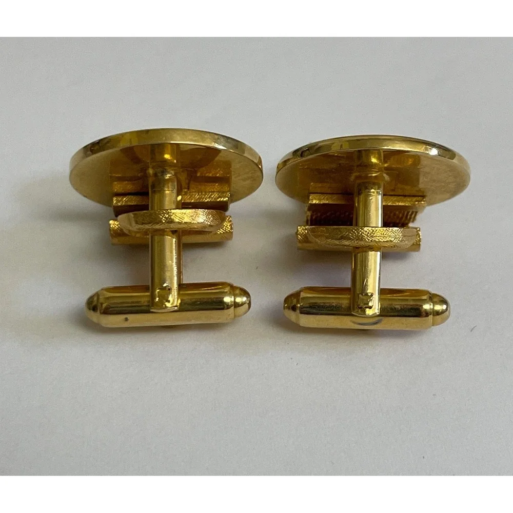 Dante Cancer Zodiac Wrap Mesh Cufflinks Mens Gold Vintage